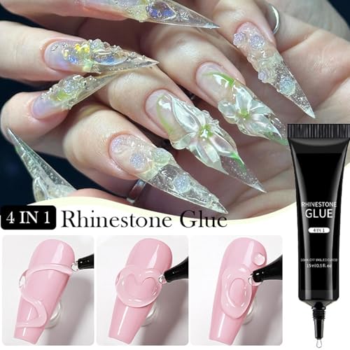 ネイルグルージェル、UVネイルグルー - 15 ml プレスオンネイルグルーネイルラインストーングルー | 人工爪、ネイルチップ、小さな爪の装飾を貼り付けるためのUVライトジェルネイルグルー